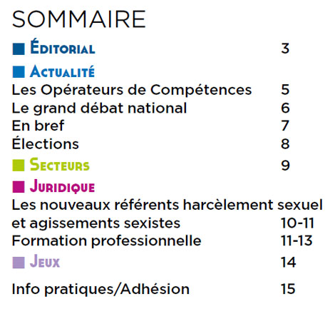 Sommaire du Magazine ECHO 72 - BATI-MAT-TP CFTC