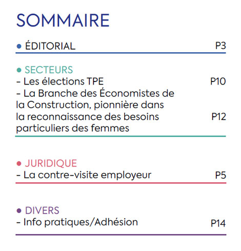 Sommaire du Magazine ECHO 99 - BATI-MAT-TP CFTC