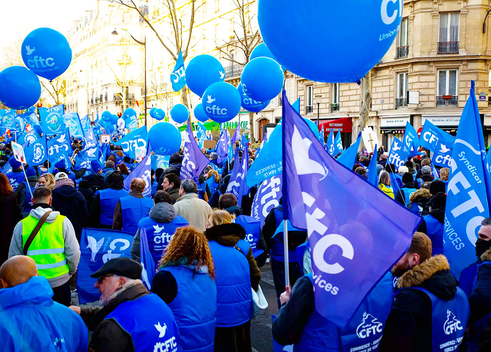 rassemblement syndical CFTC lors d’une mobilisation nationale