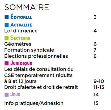 Sommaire du Magazine ECHO 77 - BATI-MAT-TP CFTC