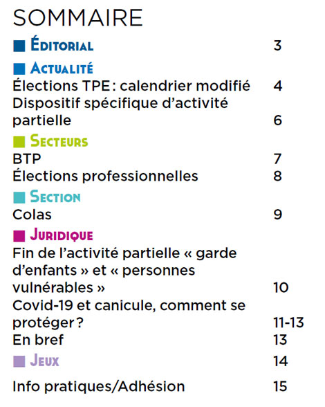 Sommaire du Magazine ECHO 78 - BATI-MAT-TP CFTC