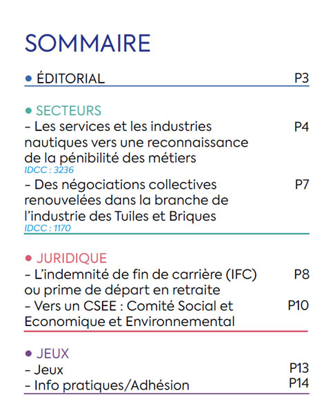 Sommaire du Magazine ECHO 91 - BATI-MAT-TP CFTC