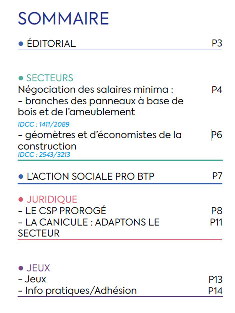 Sommaire du Magazine ECHO 92 - BATI-MAT-TP CFTC