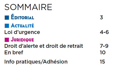 Sommaire du Magazine ECHO SPECIAL CONFINEMENT 2020 - BATI-MAT-TP CFTC